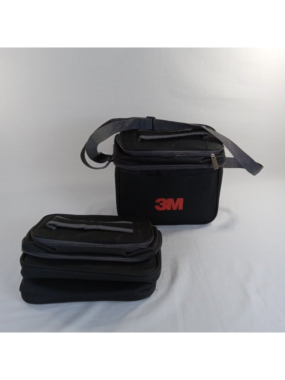2 3M Insulated Lunch Bags Coolers Tote Boxes Black with Shoulder Strap & Handle